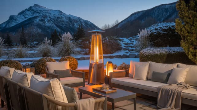 Winterterras bij Schemering