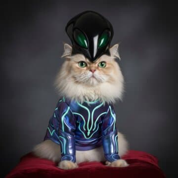 Kat in Alienkostuum